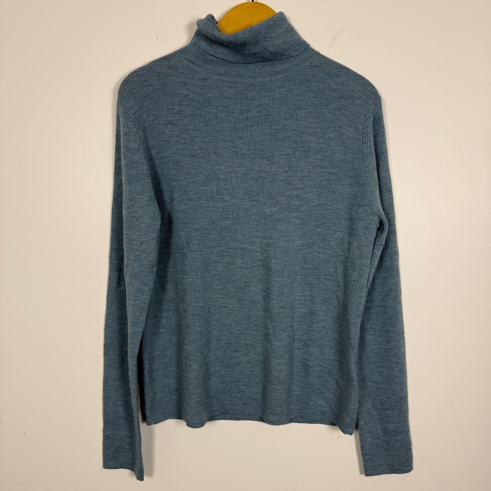 Pendleton 100% Merino Wool Turtleneck Sweater XL Blue Rib Knit Classic